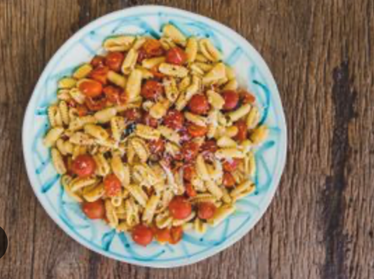 Burnt butter and cherry tomatoes with cavatelli
