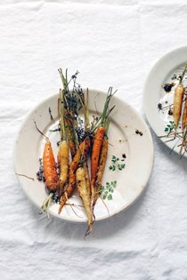 Burnt carrots with labneh