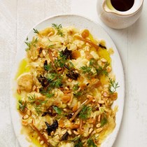 Burnt courgette, garlic, oregano and lemon