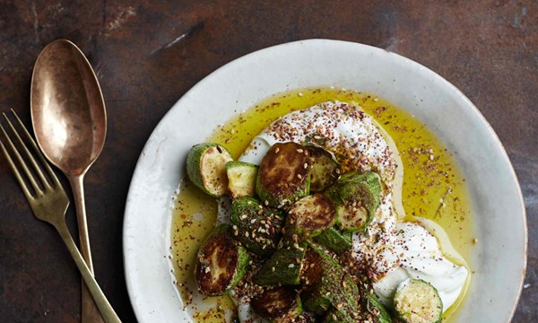 Burnt courgettes, sheep’s milk yoghurt and za’atar