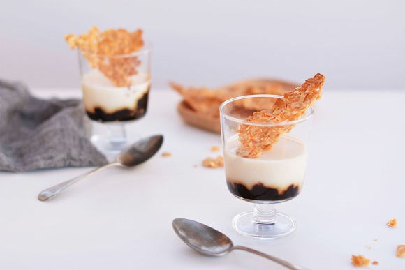 Burnt fig jam, honey & almond milk puddings