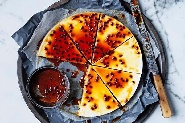 Burnt honey & passionfruit coconut tart