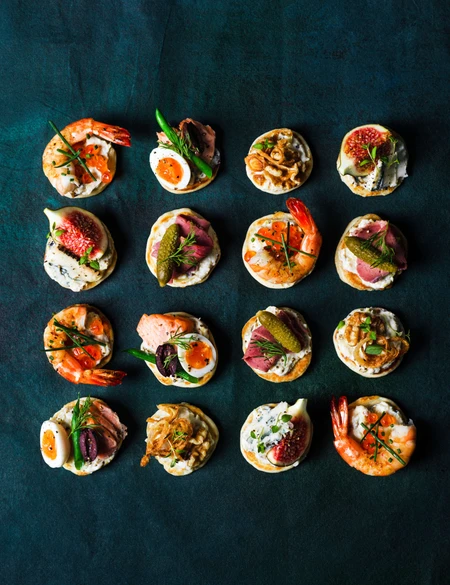 Burnt leek and whipped ricotta canapés