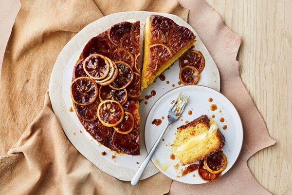 Burnt lemon & rosemary polenta cake