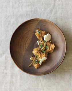 Burnt pears, frozen milk and molasses sponge
