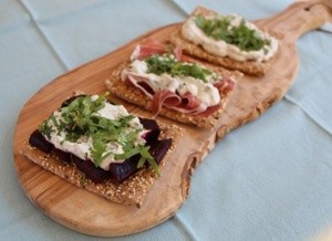 Burnt spring-onion dip with creme fraiche and herbs