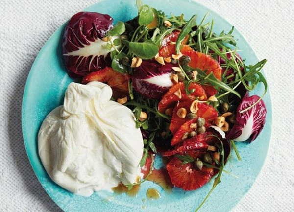 Burrata and blood orange