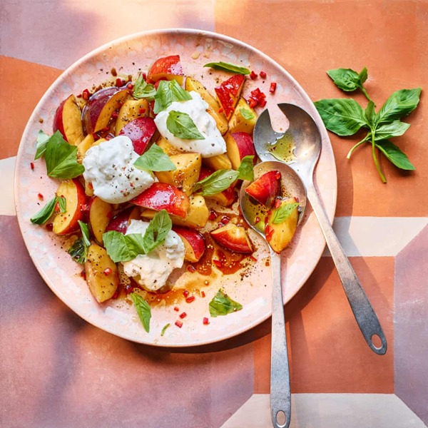 Burrata and nectarines