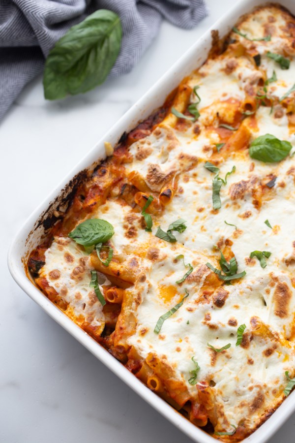 Burrata baked ziti