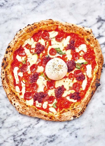 Burrata diavola pizza