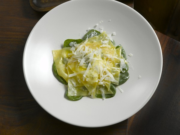 Burrata ravioli with orange and sage