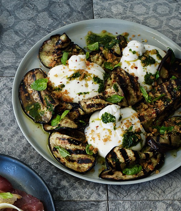 Burrata with char-grilled eggplant