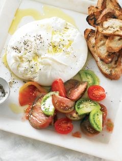 Burrata with grilled bread and heirloom tomatoes
