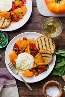 Burrata with heirloom tomatoes