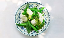 Burrata with peas and basil