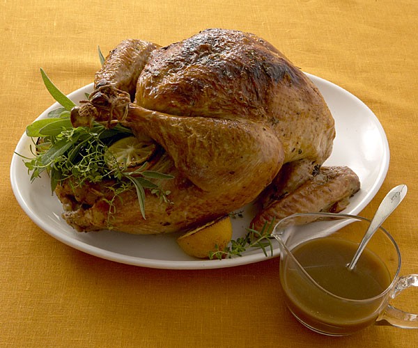 Butter-and-herb-roasted turkey with Madeira jus