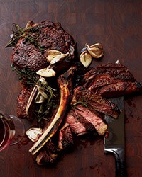 Butter-basted rib eye steaks
