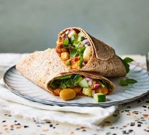 Butter bean curry wraps
