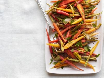 Butter-braised carrots and leeks