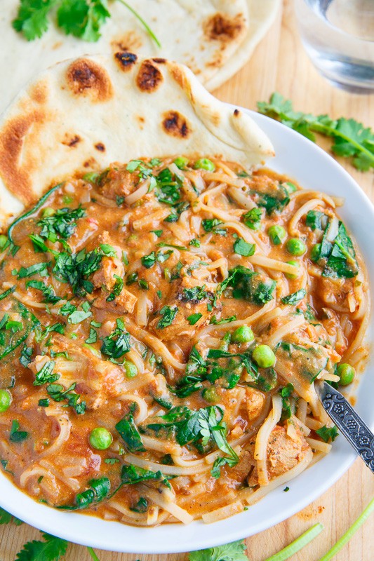 Butter chicken noodle soup