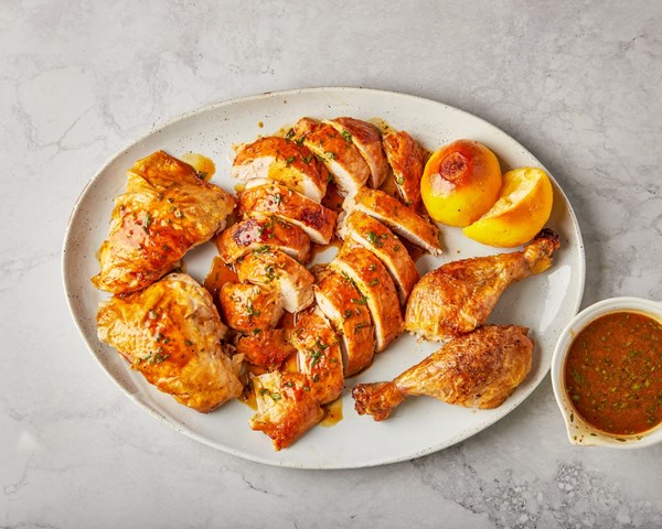 Butter-lemon roasted chicken with herbs