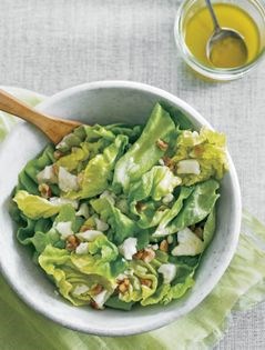 Butter lettuce with sheep's milk cheese and hazelnuts