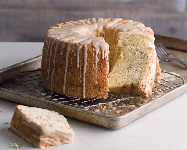 Butter pecan angel food cake [browned butter glaze]
