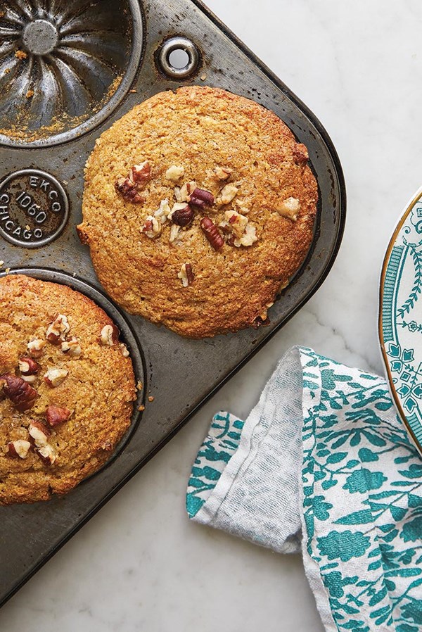 Butter-pecan corn and sorghum muffins