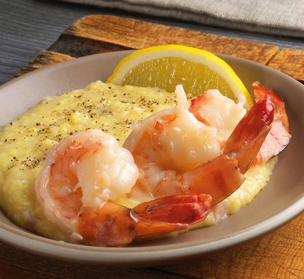 Butter-poached shrimp with grits