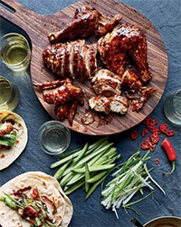 Butter-roasted chicken with soy-garlic glaze
