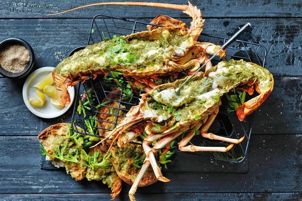 Butter-roasted lobster with native greens
