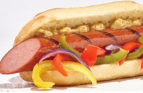 Butterball® grilled smoked sausage & peppers on a bun