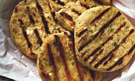 Butterbean, feta and spring onion burgers