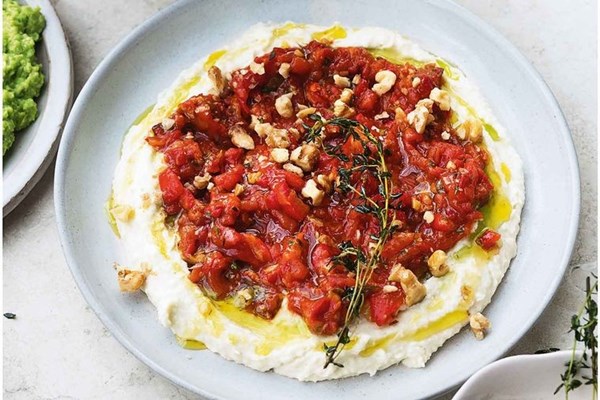 Butterbean mash with muhammara