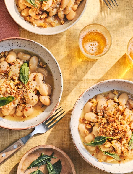 Butterbean stew with crispy sage and sourdough breadcrumbs