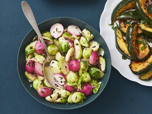Buttered Brussels sprouts and radishes