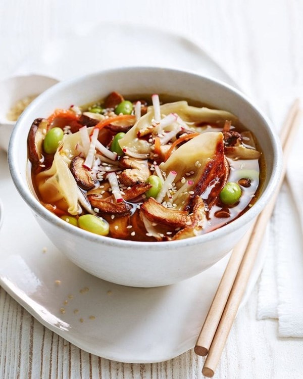 Buttered mushroom, gyoza & miso soup