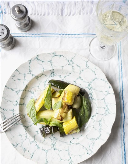 Buttered, roasted summer squash with basil