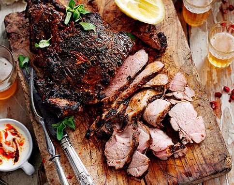 Butterflied leg of lamb with Mexican-style marinade