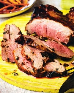 Butterflied leg of lamb with oregano, thyme, ginger and soy