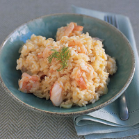 Butterflied tiger prawn, fennel and orange risotto