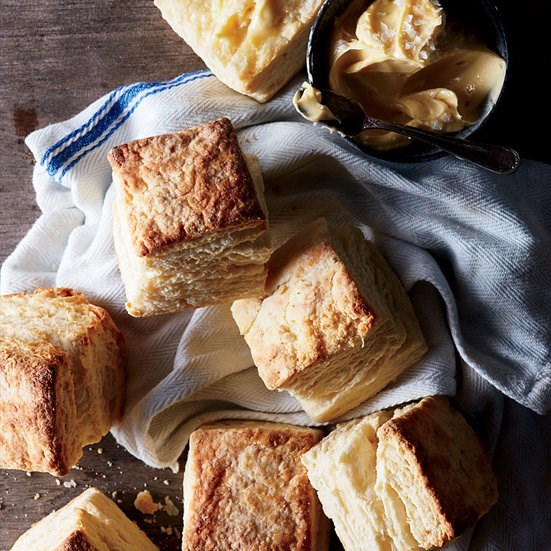 Buttermilk biscuits with salty sorghum butter