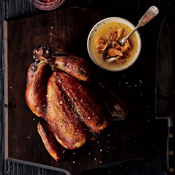 Buttermilk-brined roast chicken