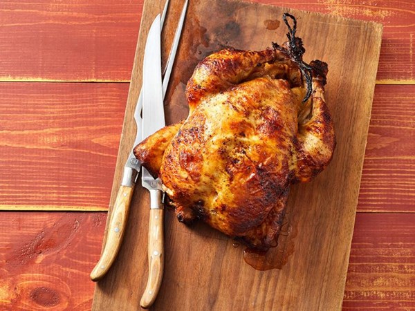 Buttermilk-brined rotisserie chicken 