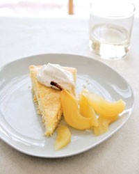 Buttermilk cake with Riesling-poached pears
