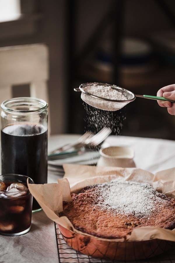 Buttermilk, cherry, and pistachio cake