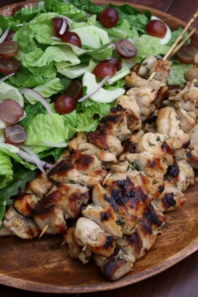 Buttermilk chicken kebabs with chopped salad