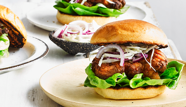 Buttermilk chicken rolls with simple slaw