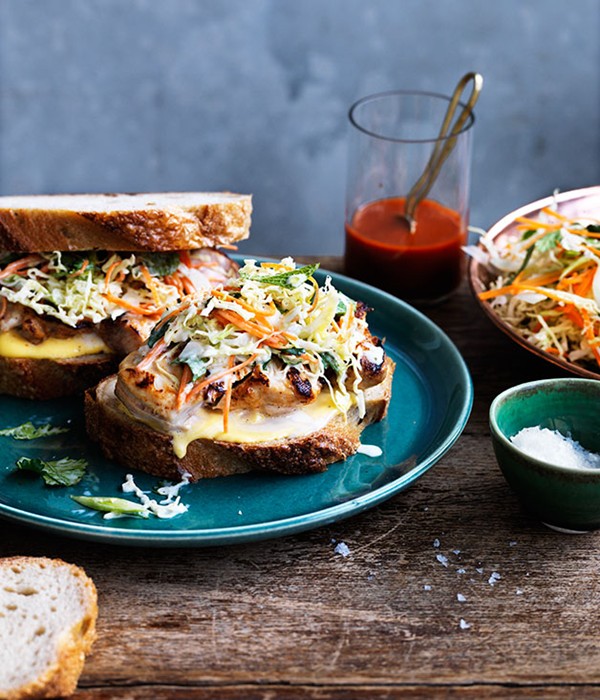 Buttermilk-chilli chicken and coleslaw sandwiches