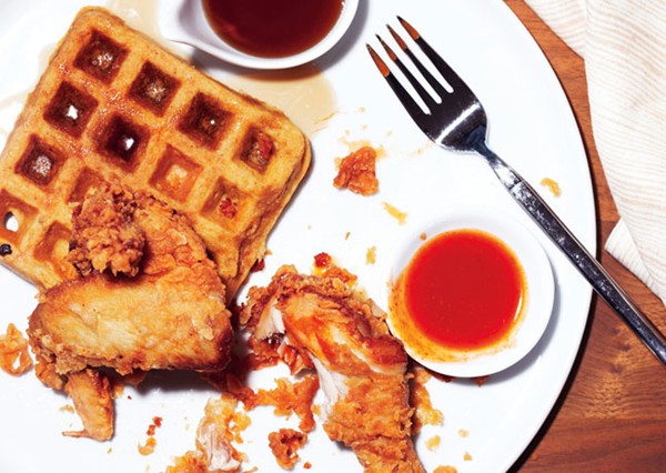 Buttermilk fried chicken and sweet potato waffles